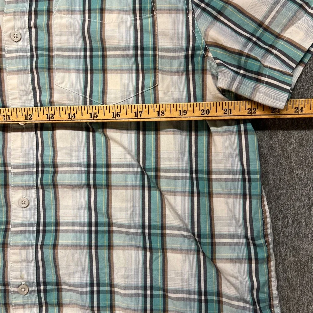 The North Face Mens Plaid Short Sleeve Button Down Shirt‎ Teal Brown XL 146